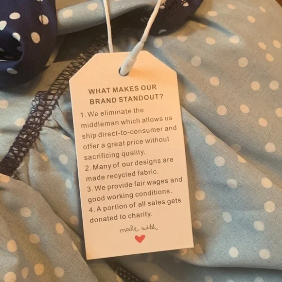 NWT White Dots on Blue Maxi Dress Size L - Picture 6 of 10